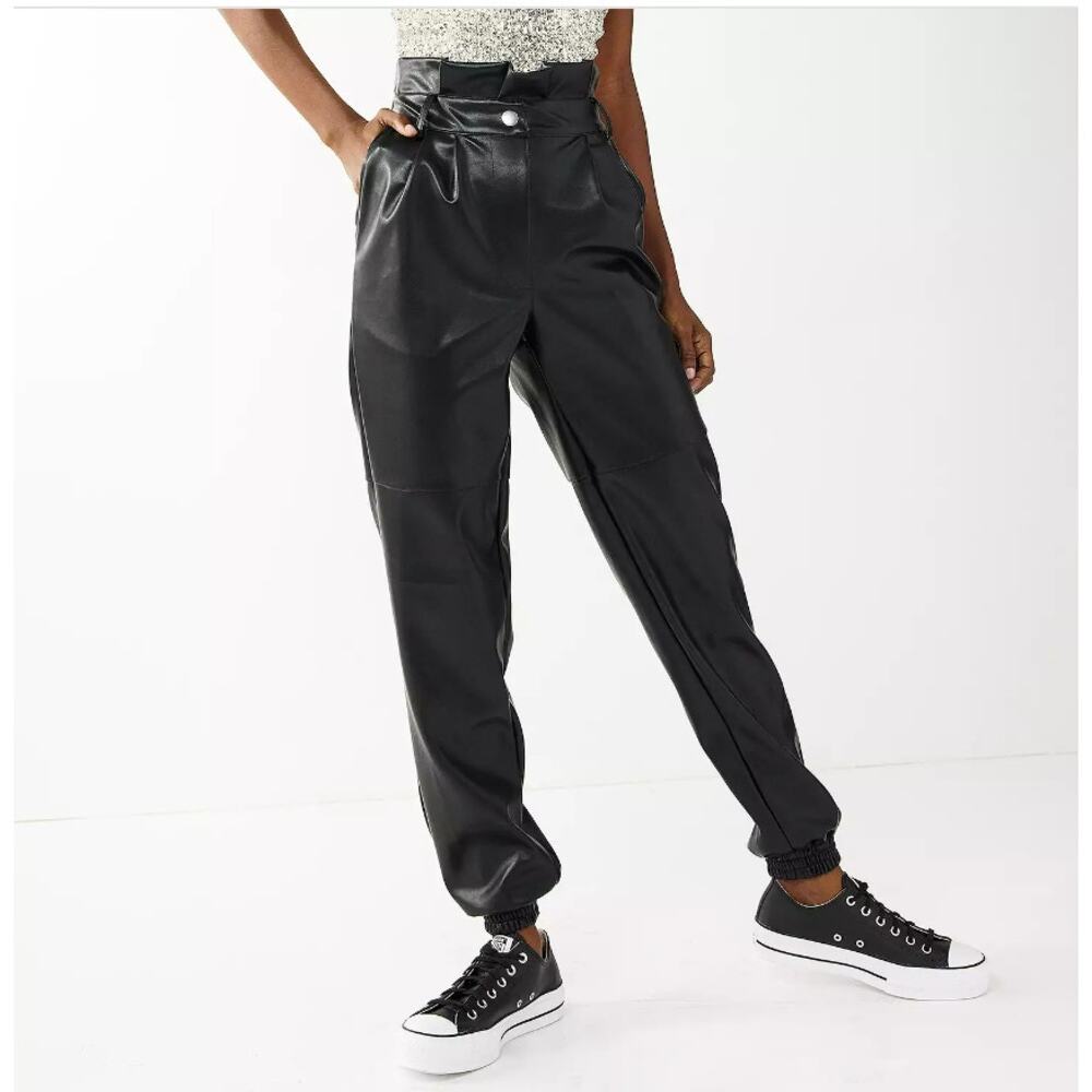 SO Faux Leather Jogger Pants